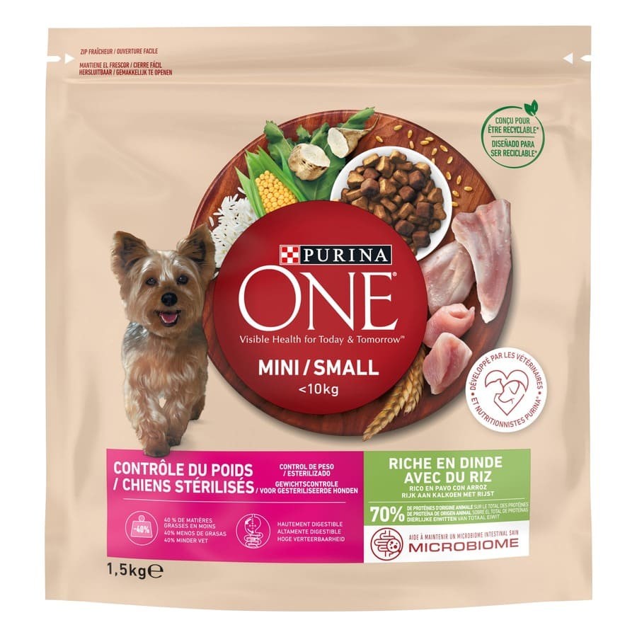 Purina ® ONE Mini Perro Control de peso seco Pavo y Arroz