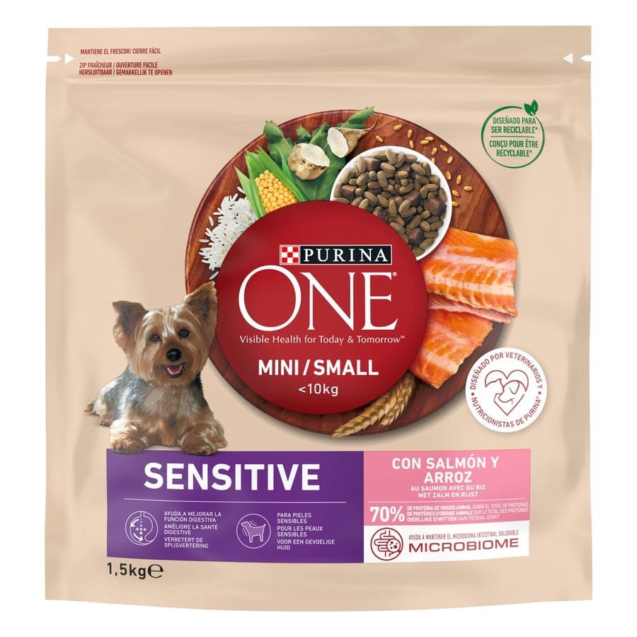 Purina ® ONE Mini Perro Digestión delicada seco Salmón y Arroz