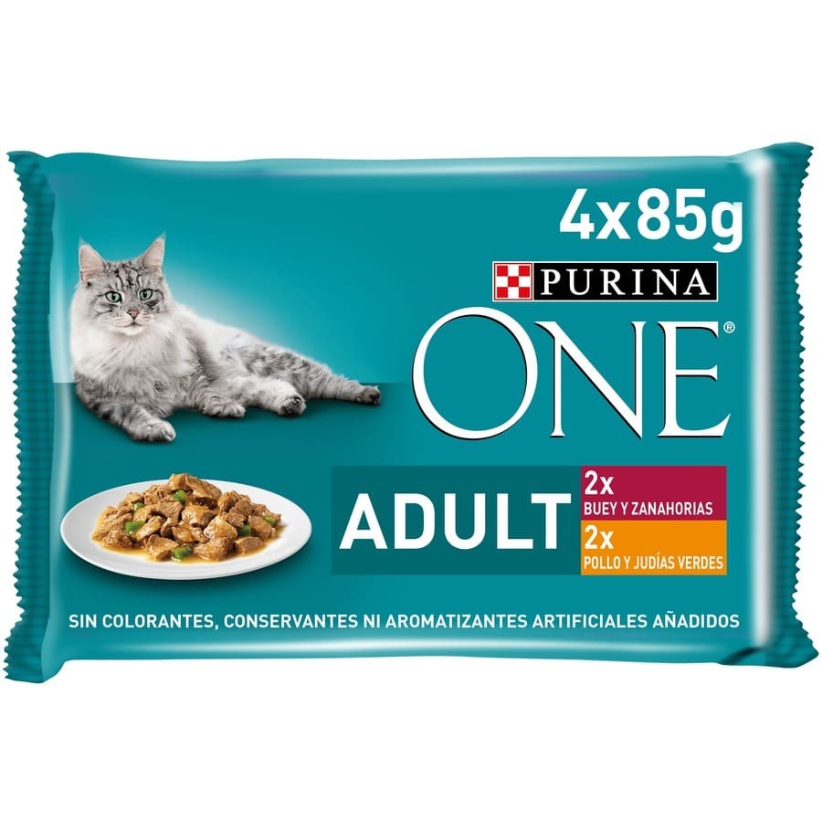 Purina ® ONE Adulto Gato húmedo Rico en Pollo y Buey