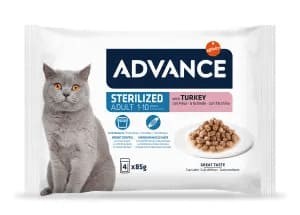 BOCADITOS EN SALSA PARA GATOS ESTERILIZADOS - CON PAVO 0,34 Kg