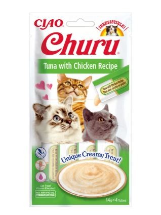 Churu Snack Cremoso de Atún con Pollo para gatos 4x14gr