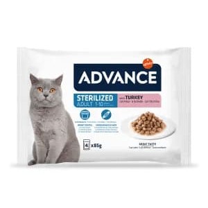 BOCADITOS EN SALSA PARA GATOS ESTERILIZADOS - CON PAVO 0,34 Kg